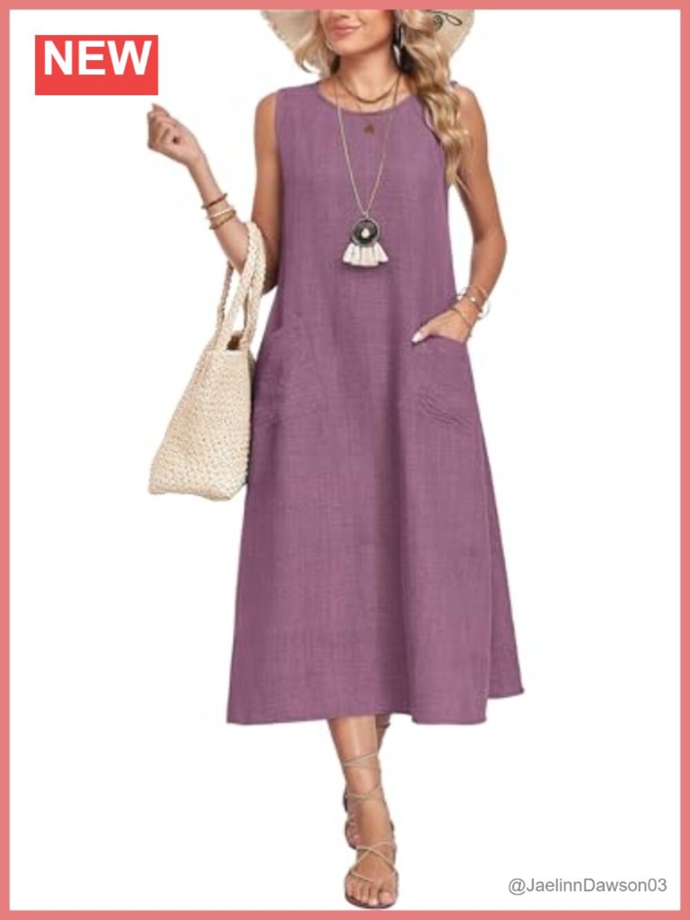 Women's Summer Midi Casual Sleeveless Dress with Pockets